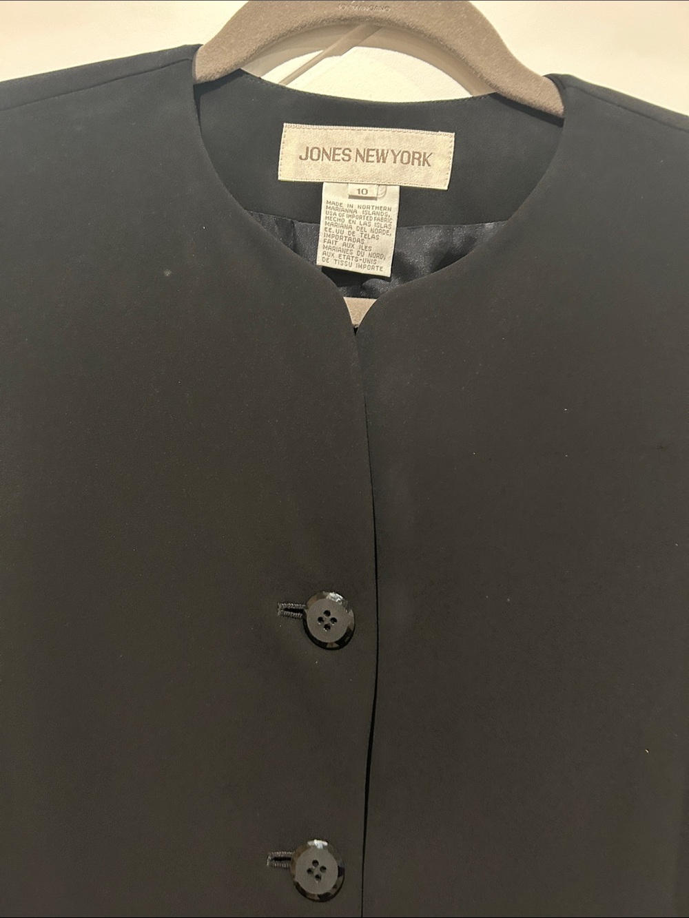 Jones New York Black Minimalist Button-Front Coat and skirt